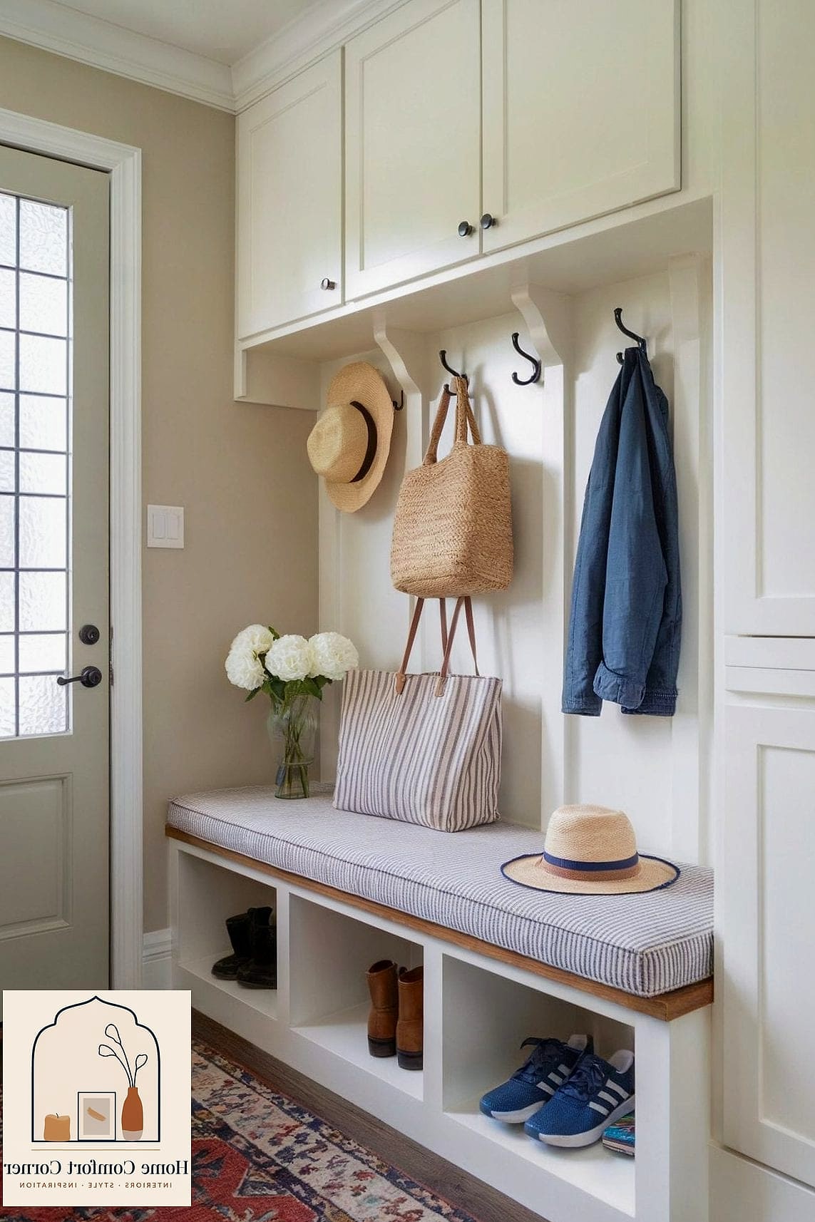 Shoe Storage Bench with Slatted Front