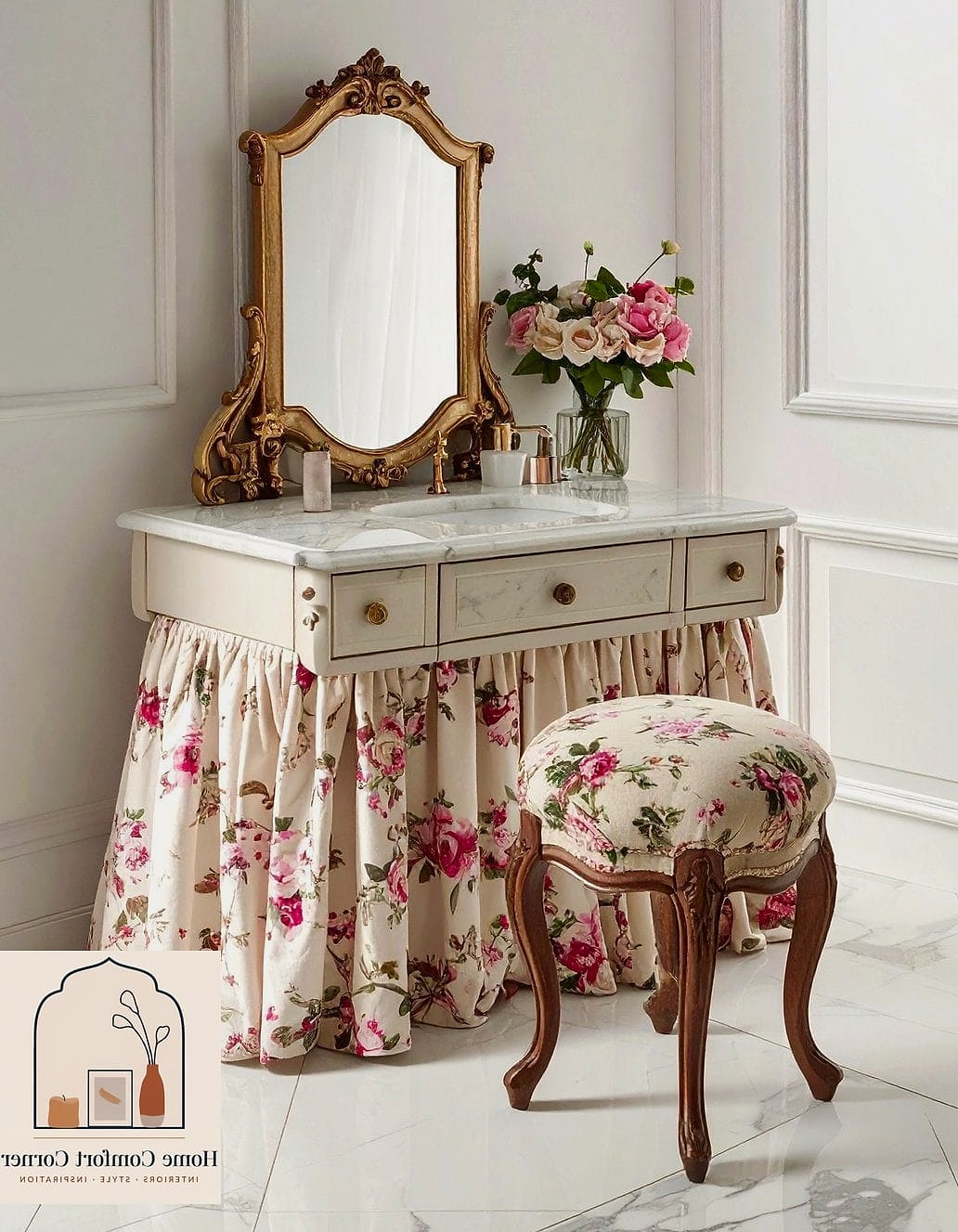 27 Classic Room Decor Ideas That Will Transform Your Space 12 A Skirted Vanity or Table