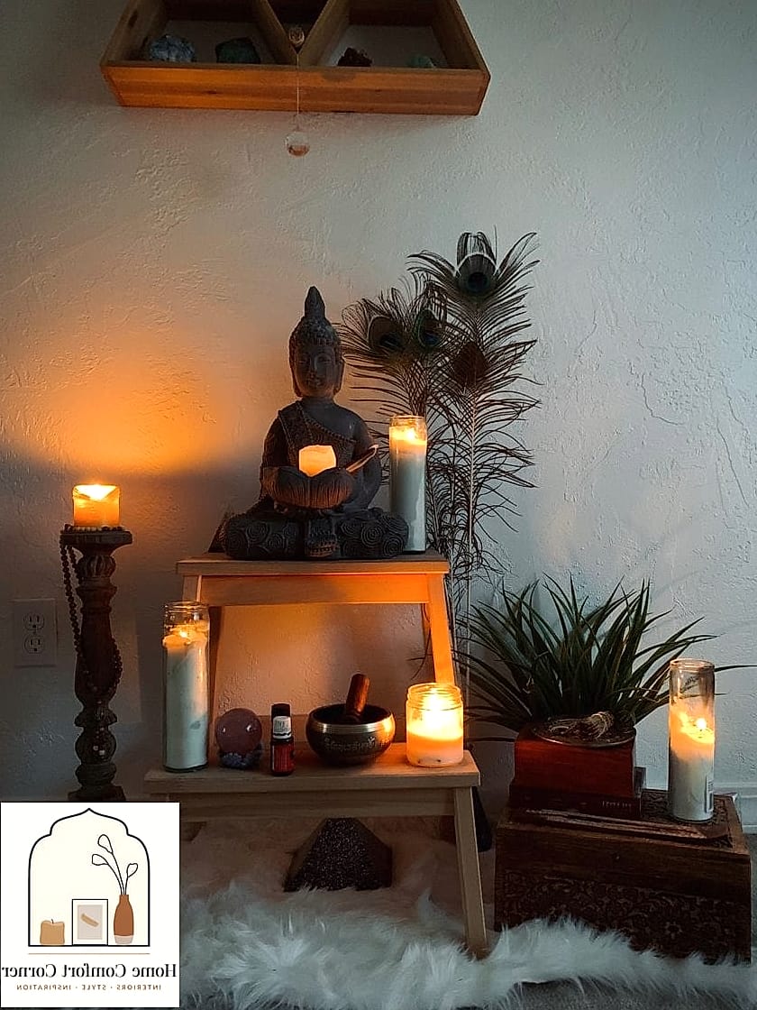 21 Meditation Room Decor Concepts That Are Actually Achievable on a Budget 5 A Small Altar Table