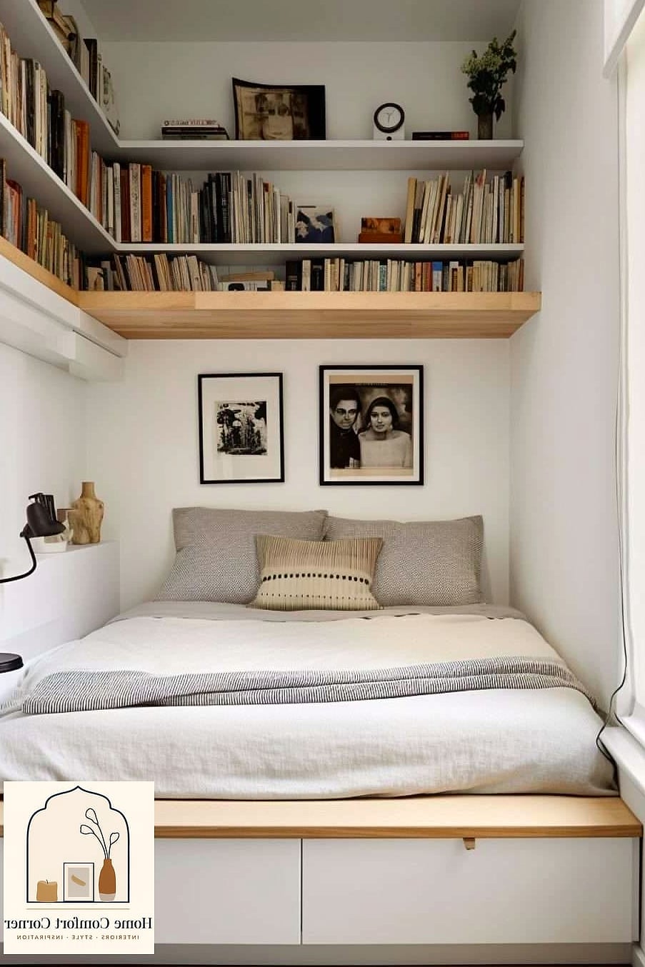 A Small Bedroom with a Gallery Wall Instead of a Headboard