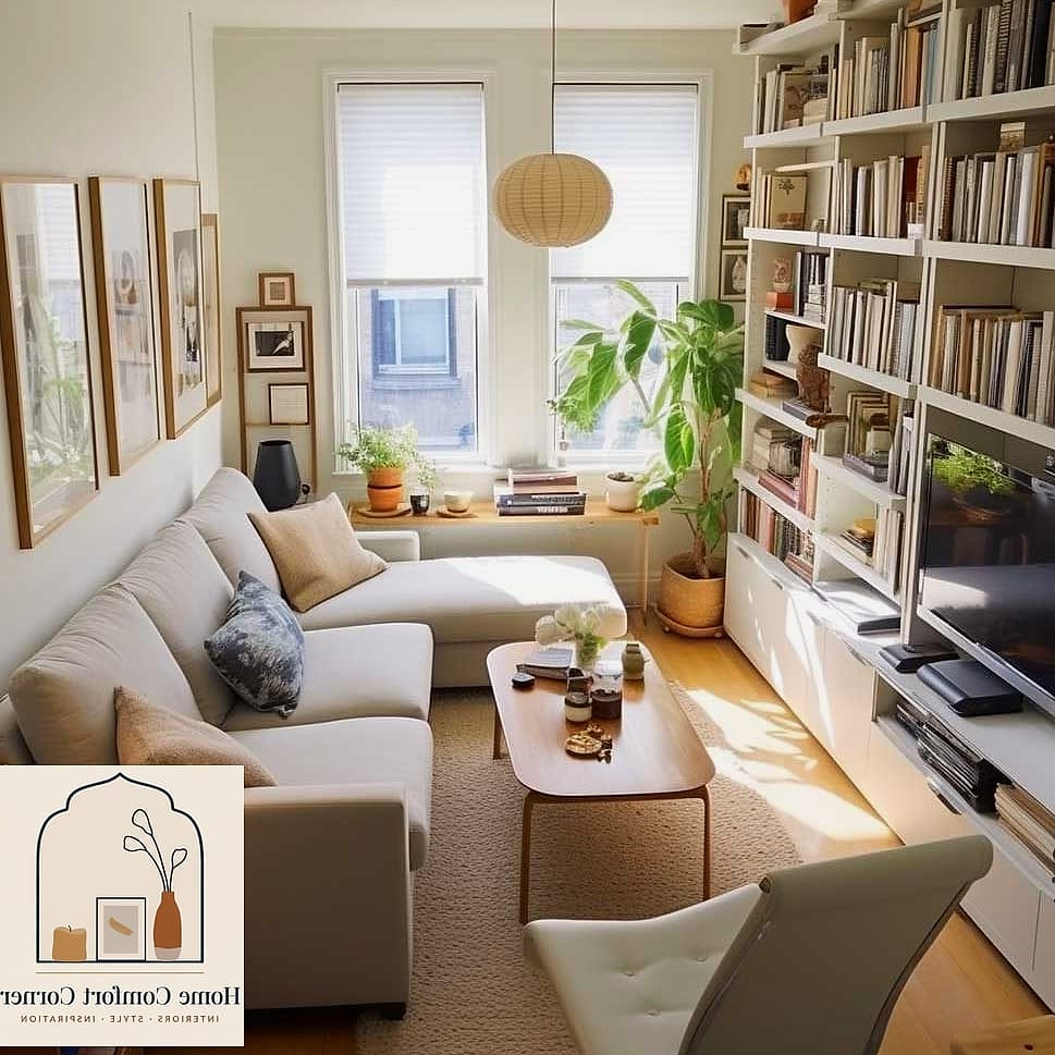 A Small Living Room Anchored by a Round Rug