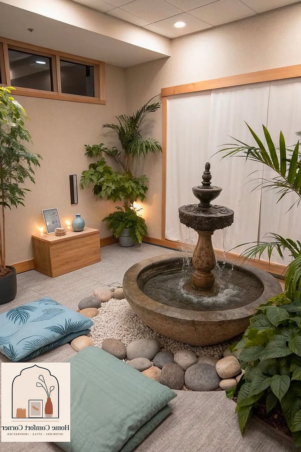 21 Meditation Room Decor Concepts That Are Actually Achievable on a Budget 21 A Small Water Feature or Sound Machine