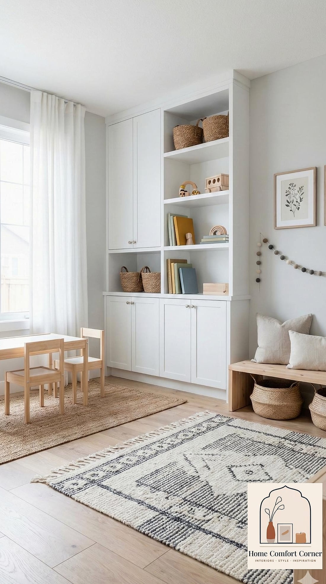 Soft Neutral Walls with a Bold Accent Ceiling