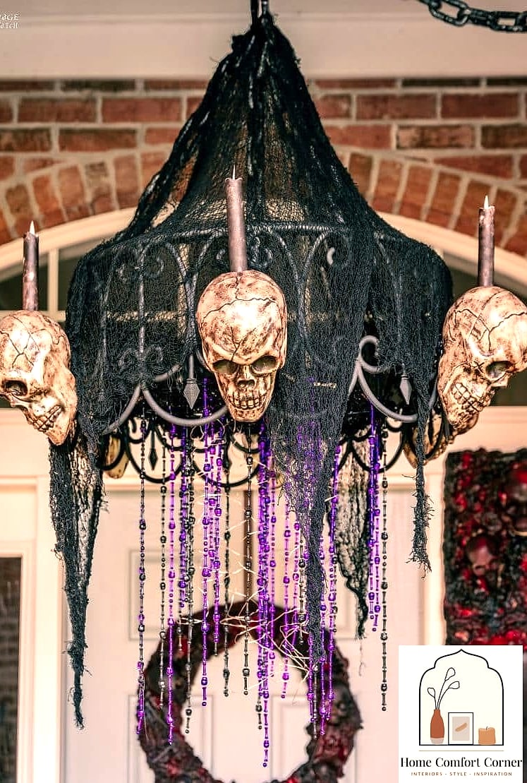 Spooky Chandelier with Faux Cobwebs
