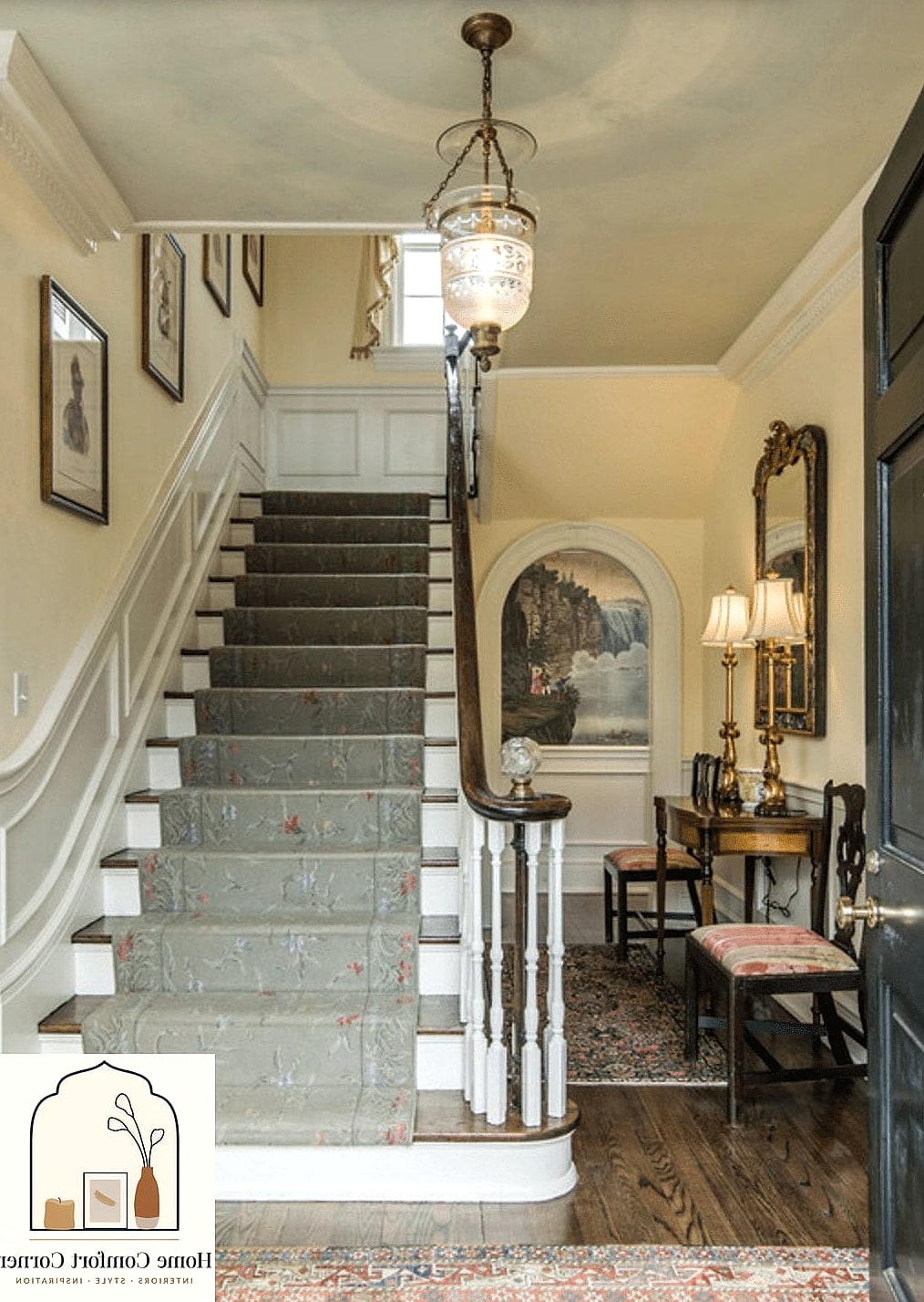 Staircase with a Painted Runner