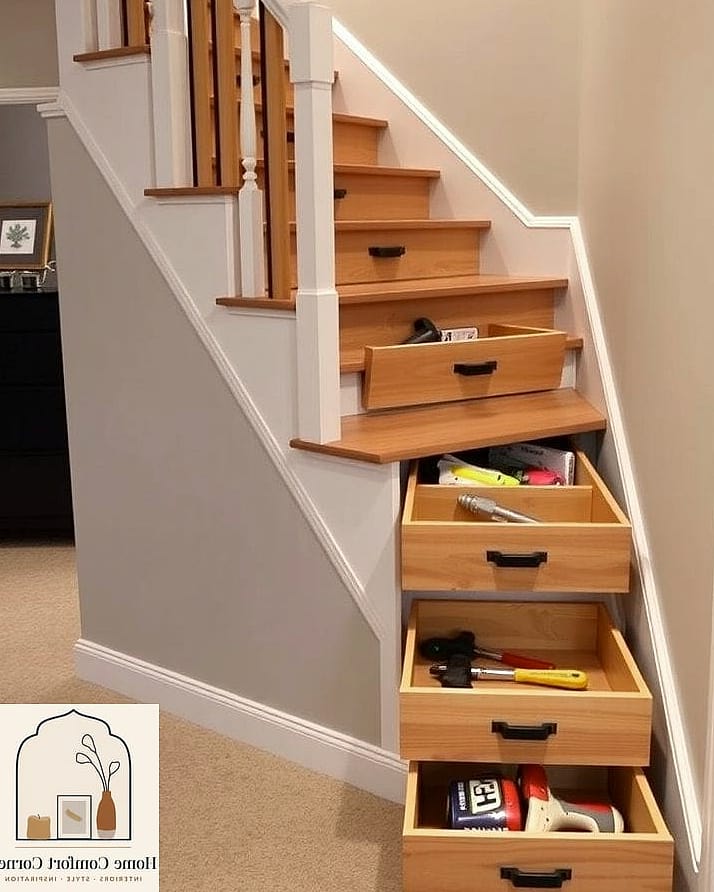 Stairs with Built-In Drawers
