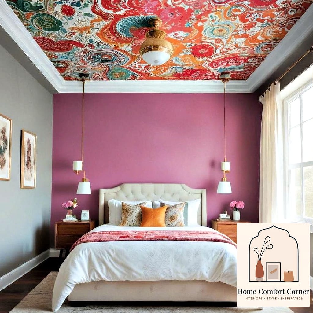 Statement Ceilings with Paint or Wallpaper