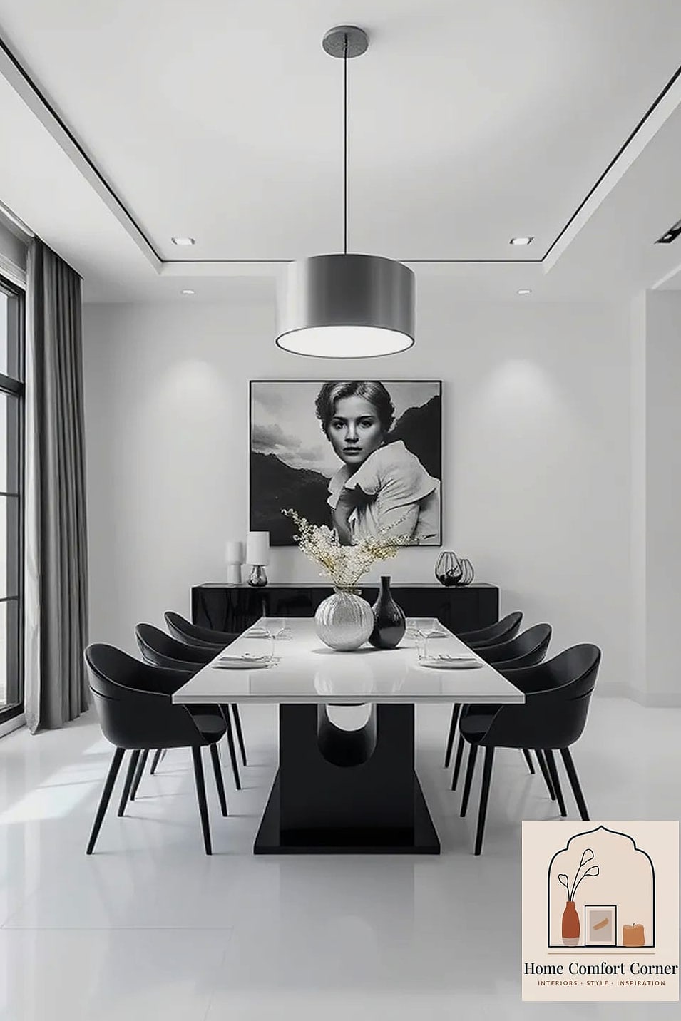 23 Black And White Room Decor Looks We're Obsessed With This Year 7 A Statement Light Fixture