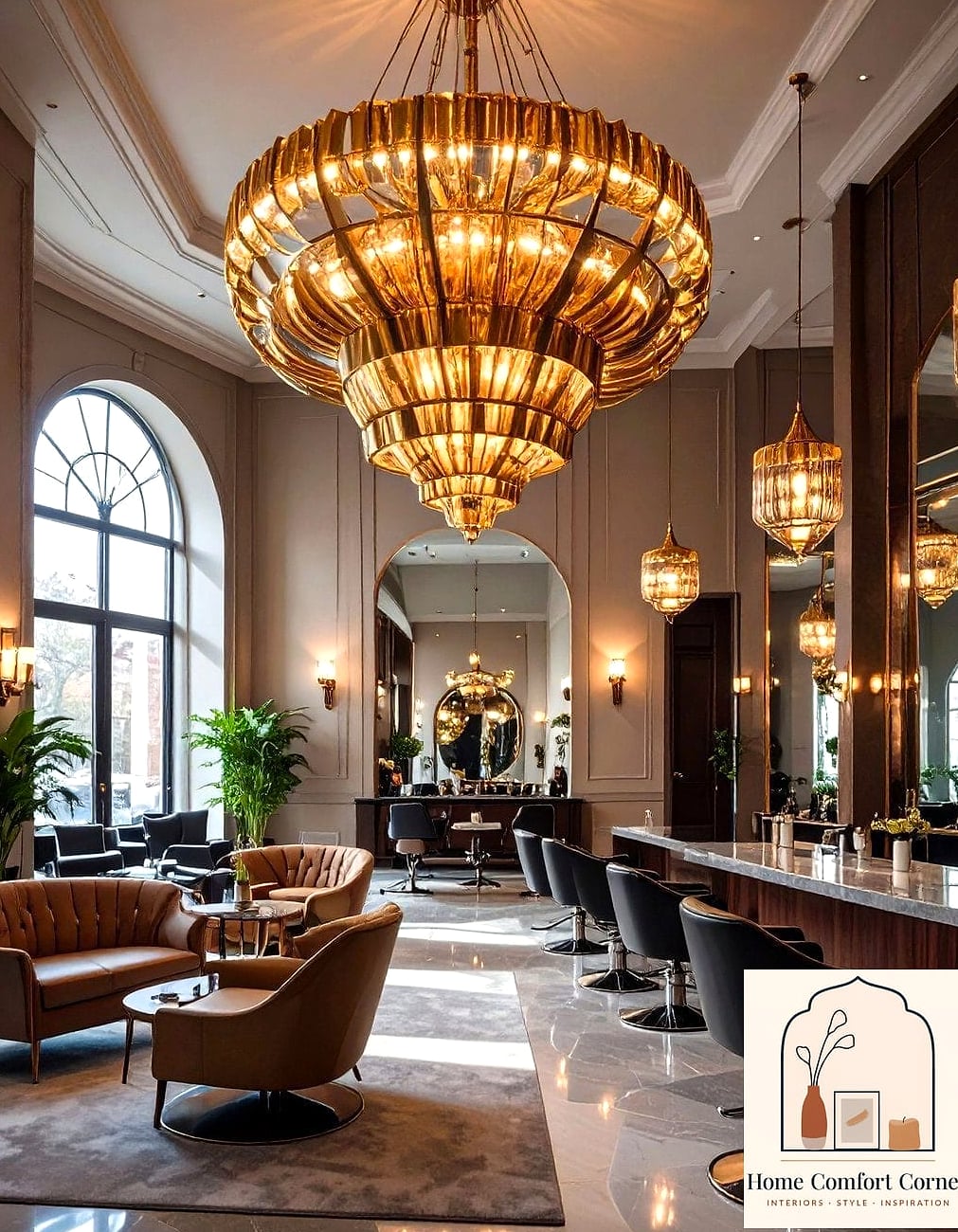 19 Salon Interior Design Ideas That Are Both Stylish and Practical 2 Statement Lighting Over Styling Stations