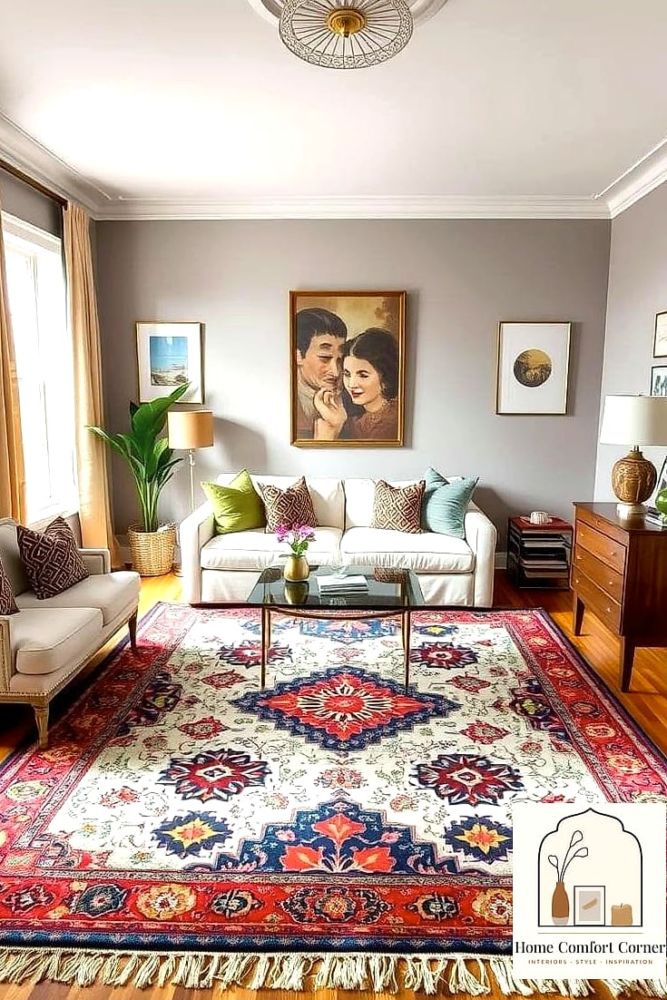 A Statement Rug That Anchors the Room