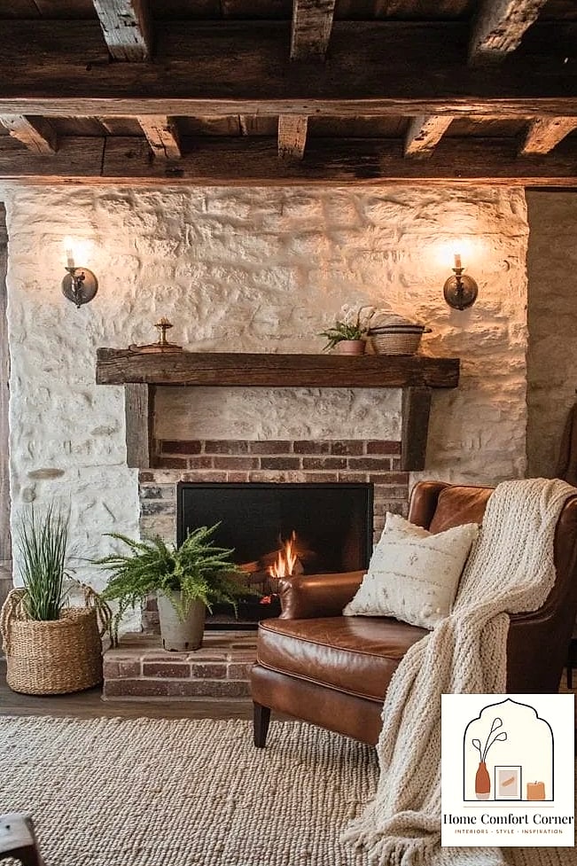 7 Rustic Home Decor Ideas That Will Transform Your Space 4 Stone or Brick Fireplace Surround