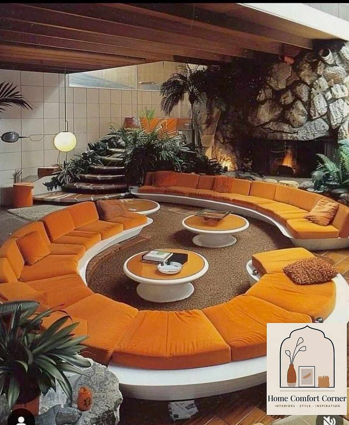 Sunken Conversation Pit with Boucle Seating