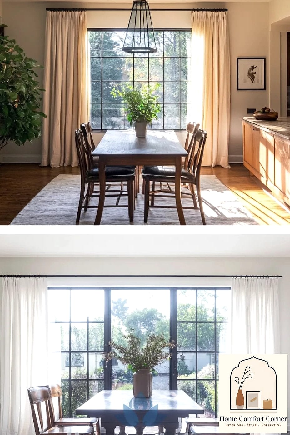18 Dining Room Decor Ideas Before and After Transformations to Inspire 2 Swapping Dated Brass Chandeliers for Modern Fixtures