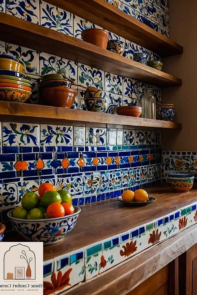 22 Mexican Home Decor Ideas That Are Both Stylish and Practical 2 Talavera Tile Accents in the Kitchen