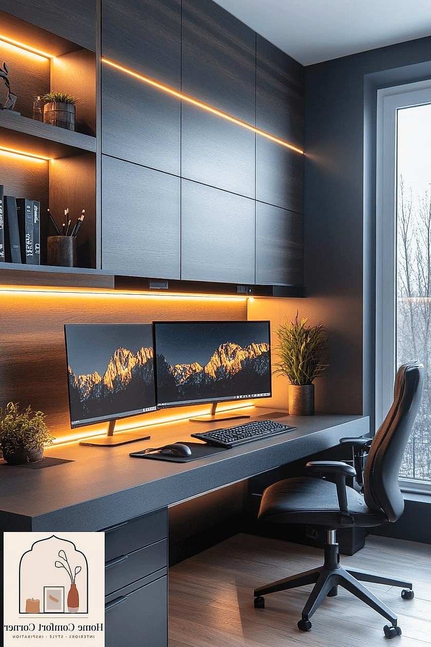 Tech-Friendly Modern Study with Hidden Storage