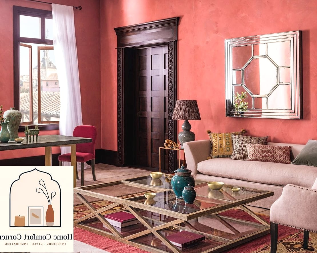Terracotta Pink Paired with Warm Wood Tones
