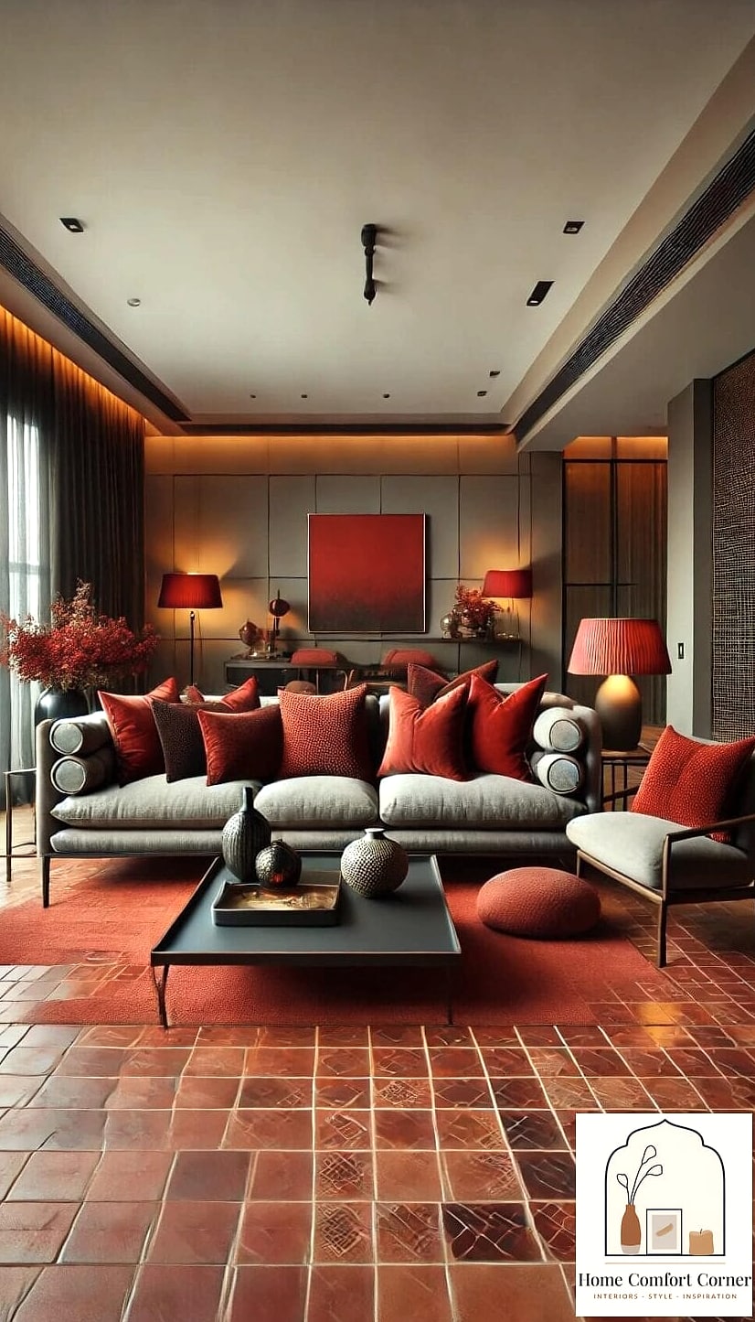25 Red Room Decor Designs You Need to See Right Now 3 Terracotta Tile Flooring