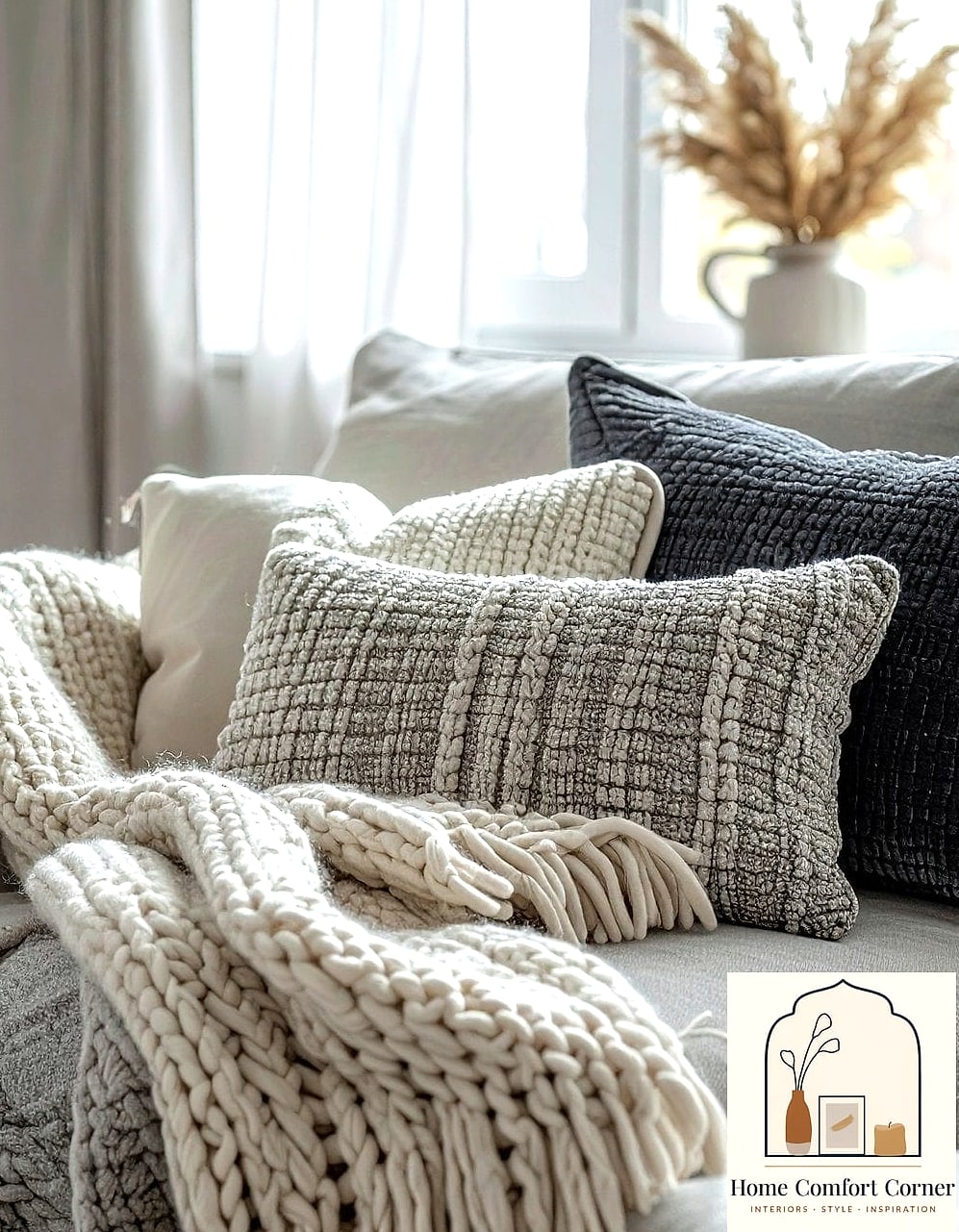 Textured Throw Pillows and Layered Textiles