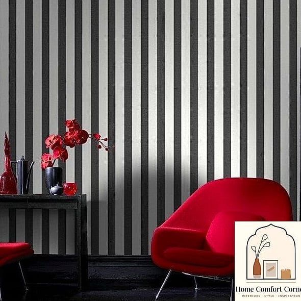 23 Black And White Room Decor Looks We're Obsessed With This Year 18 Ticking Stripe Bedding