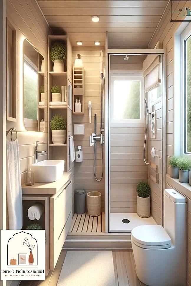 A Tiny Bathroom with Floor-to-Ceiling Tile
