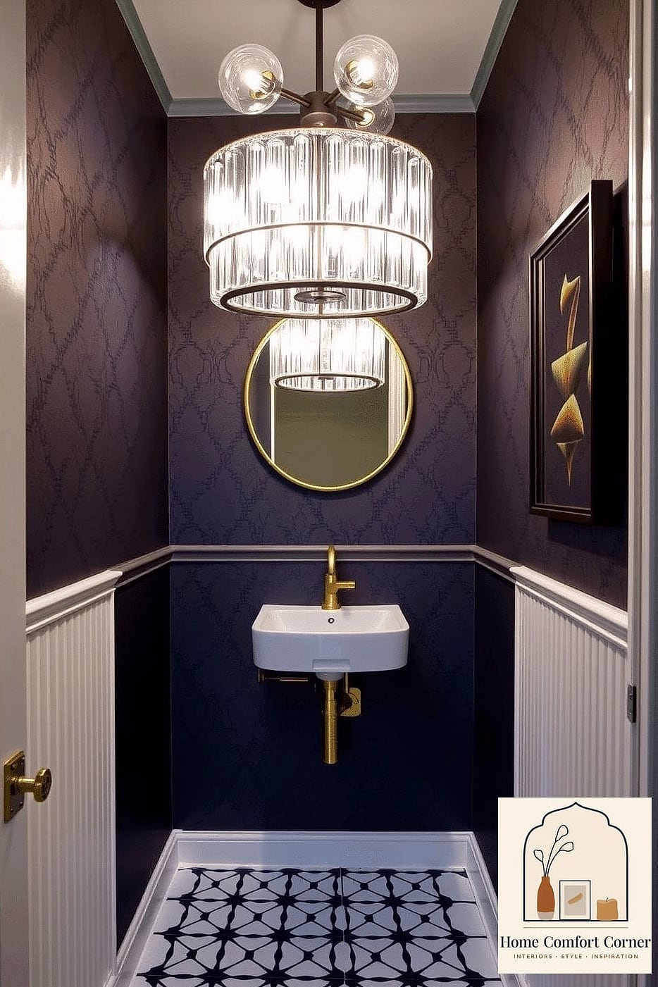 A Tiny Powder Room with Bold Wallpaper