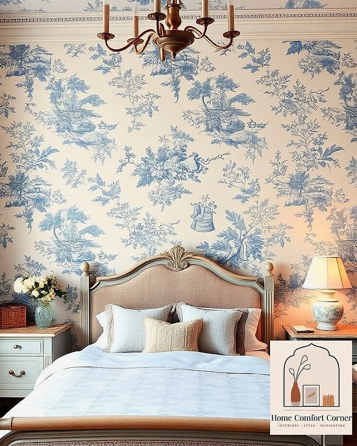 27 Classic Room Decor Ideas That Will Transform Your Space 13 Toile Wallpaper or Fabric