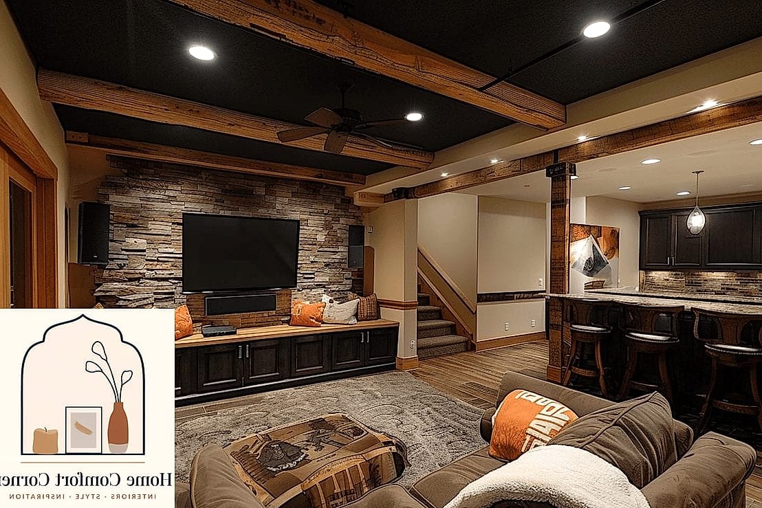 Transforming a Basement With Warm Lighting and Rugs