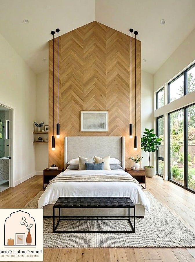 Try a Vertical Herringbone Wood Accent Wall
