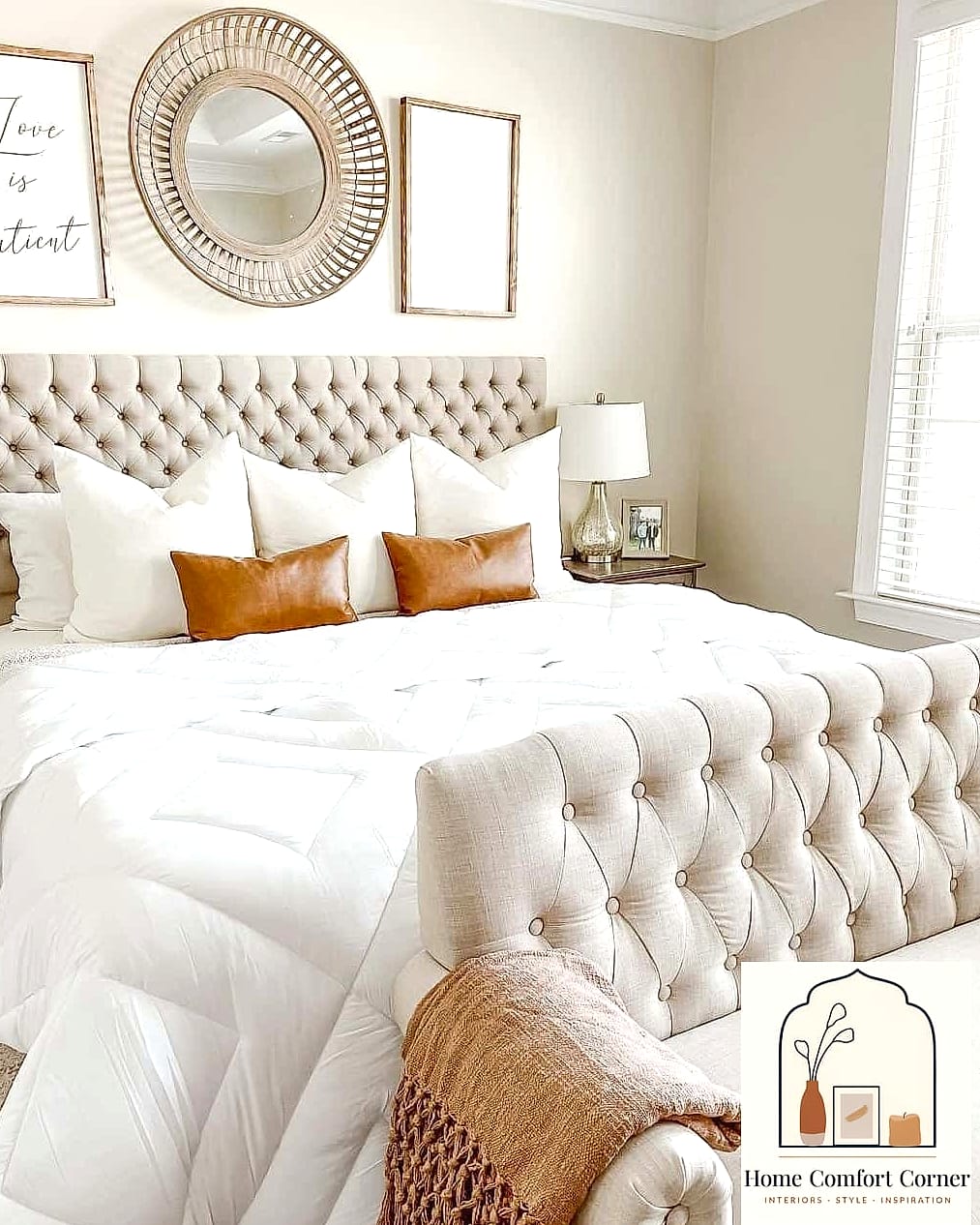 A Tufted Headboard in a Soft Fabric