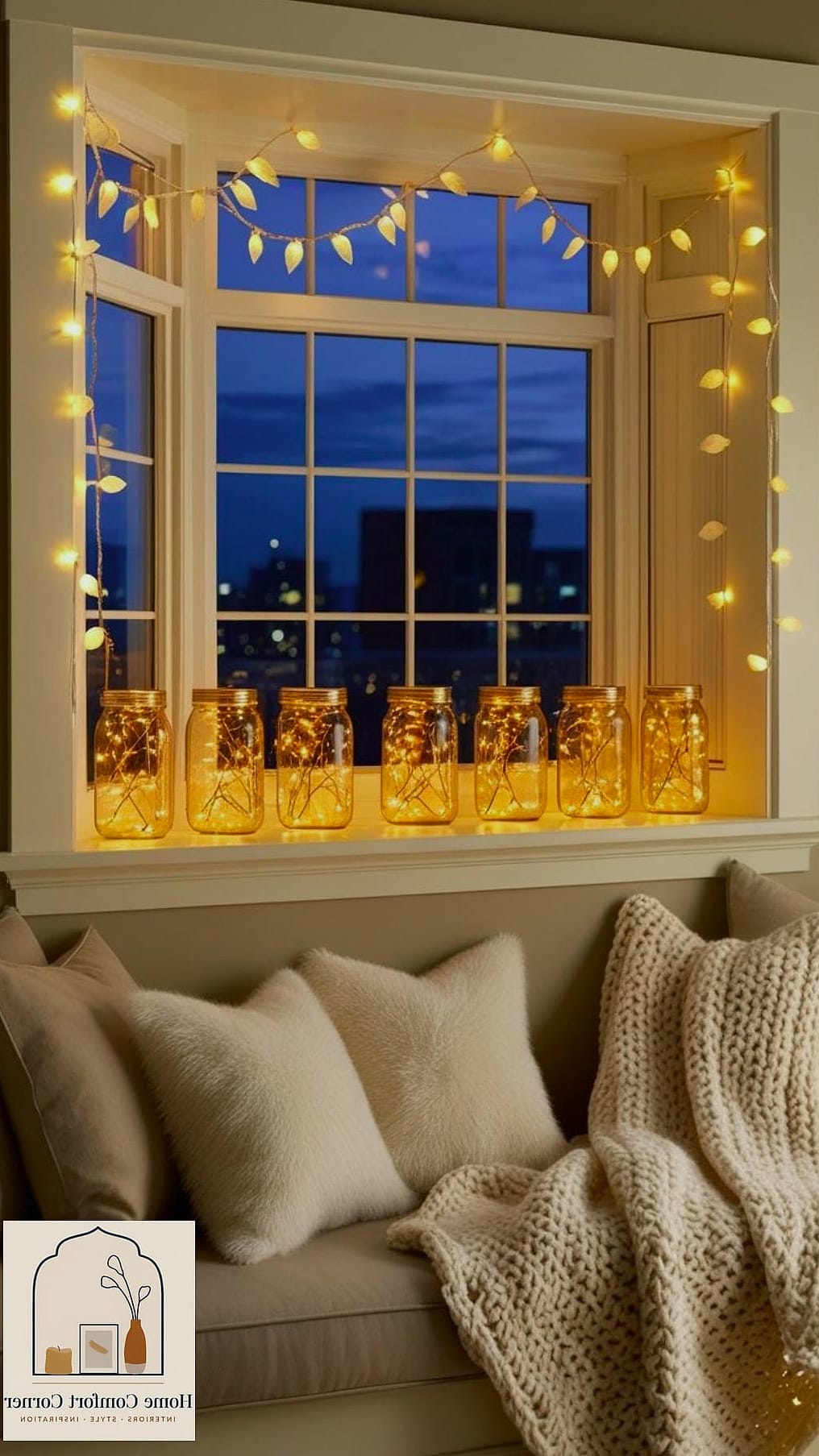 Twinkle Lights Behind Sheer Curtains
