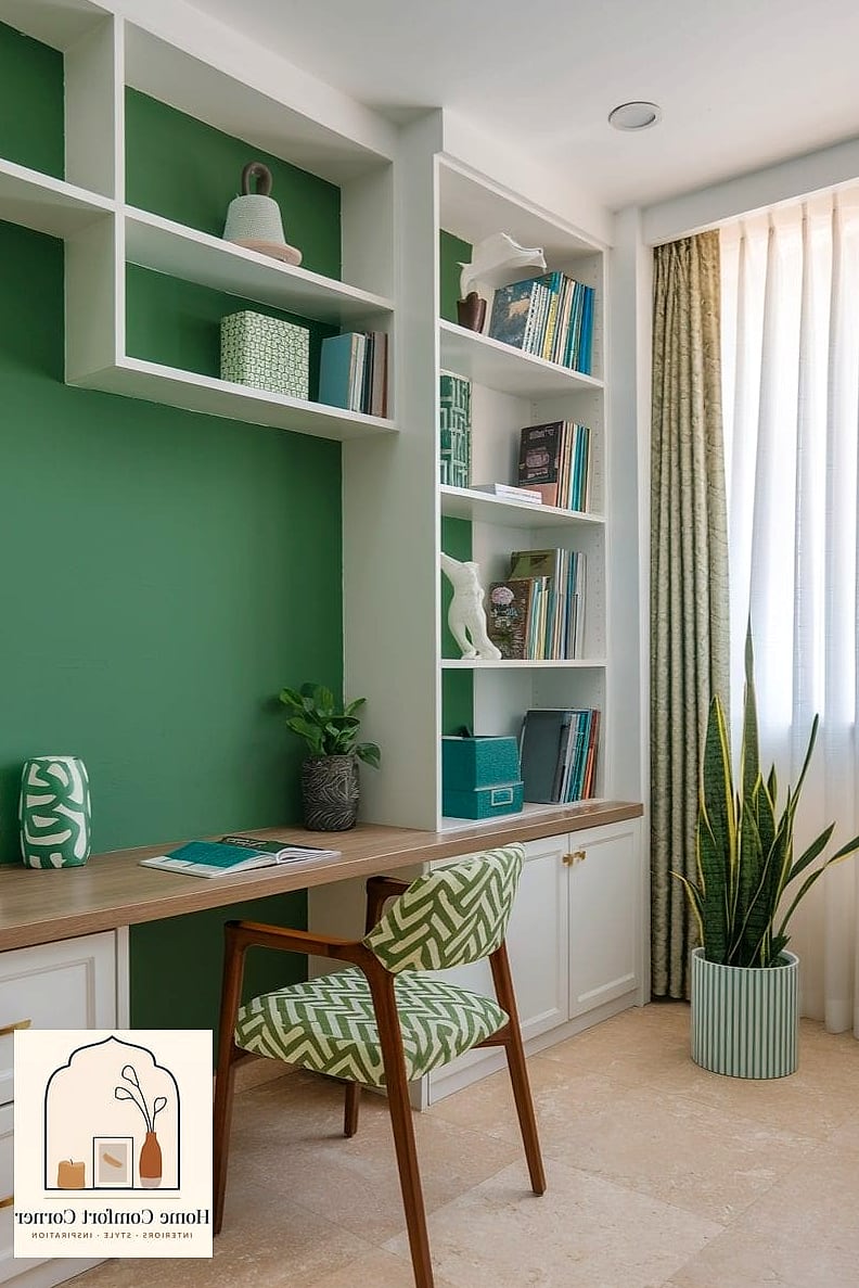 Two-Tone Accent Wall Behind the Desk