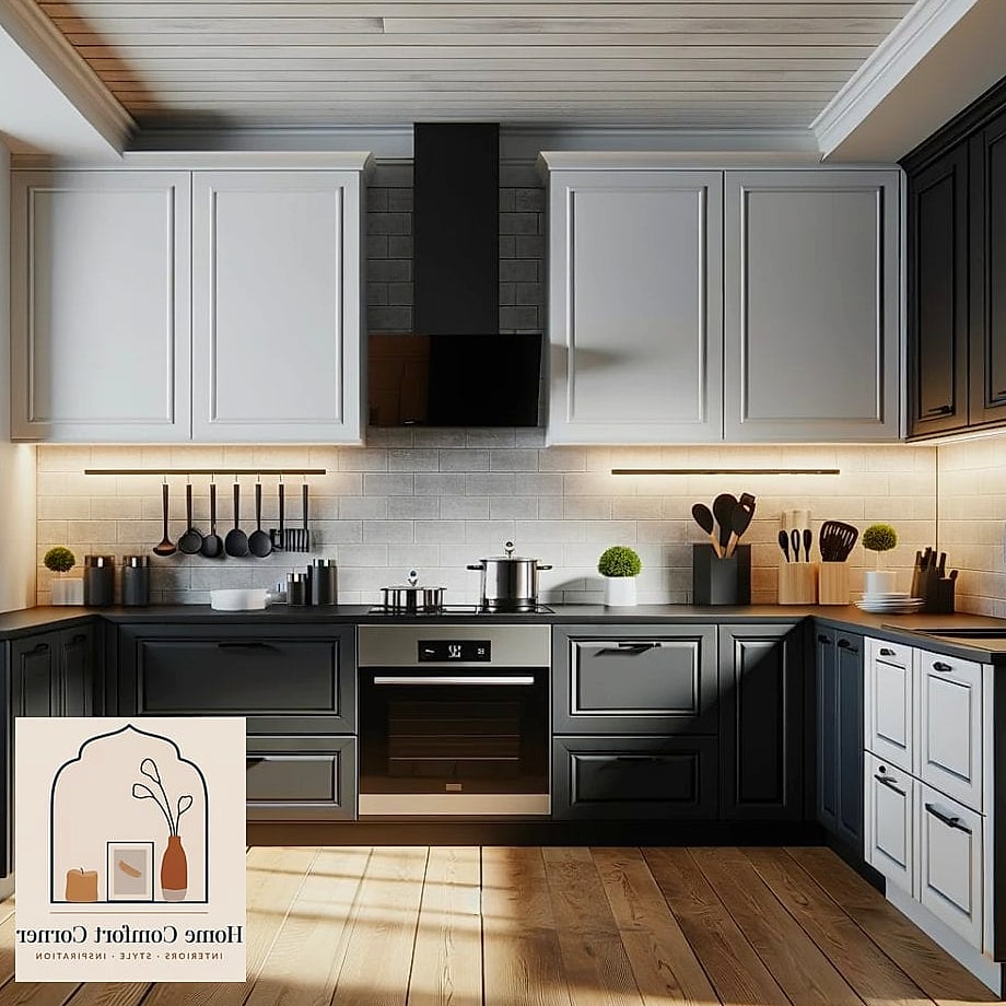 23 Black And White Room Decor Looks We're Obsessed With This Year 11 Two-Tone Kitchen Cabinets