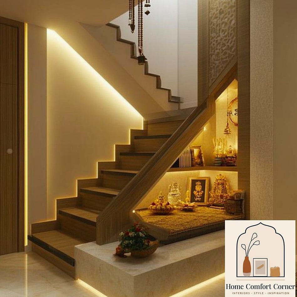 19 Pooja Room Ideas Indian Modern Designs You Need to See Right Now 5 Under-the-Staircase Pooja Nook