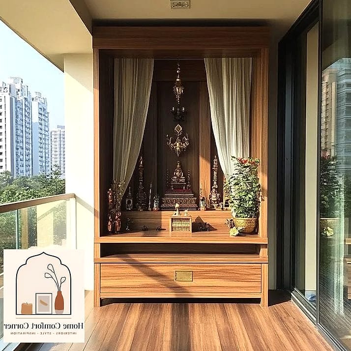 Unused Balcony Converted Into an Open-Air Pooja Space