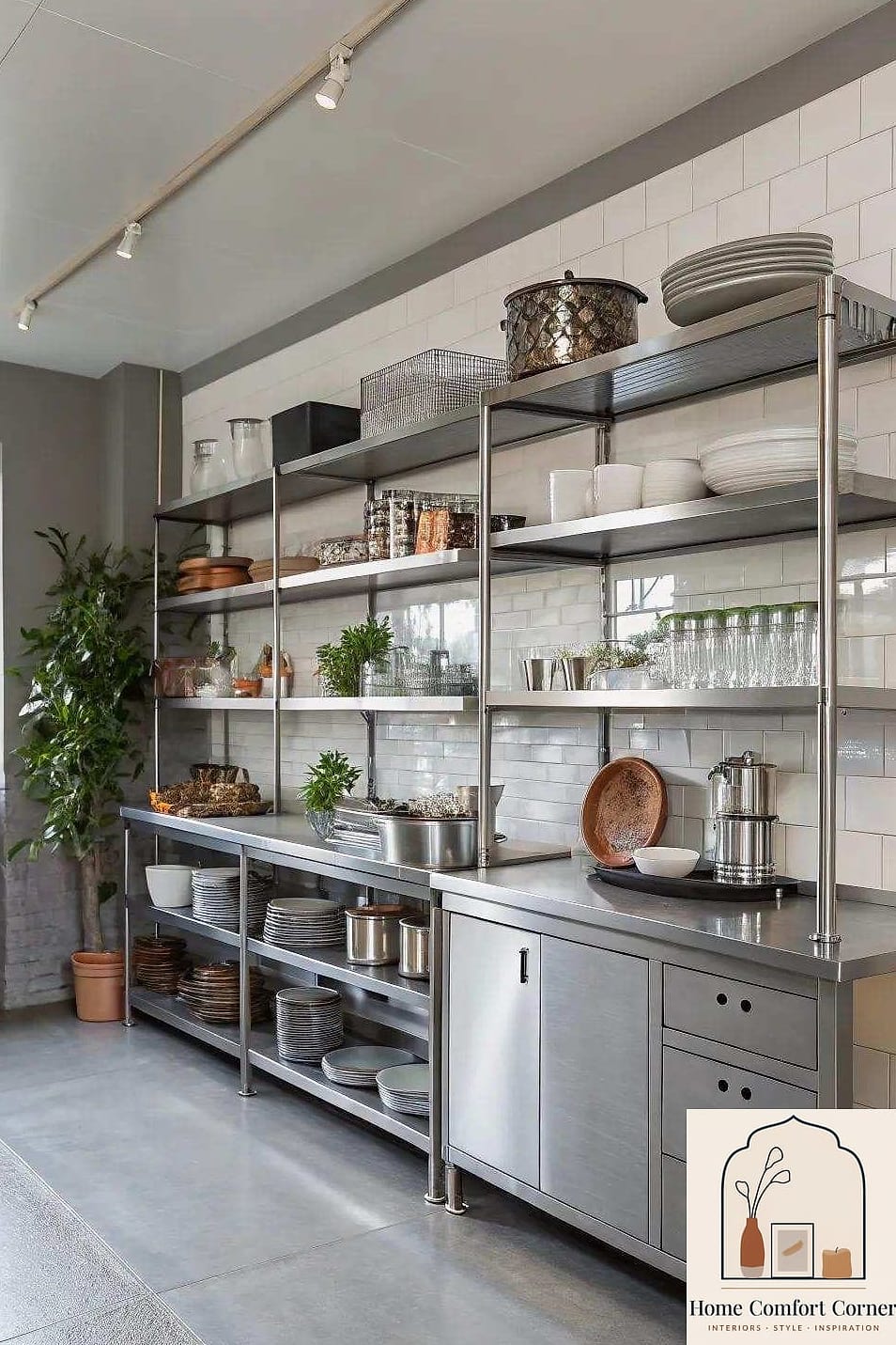 Use Open Shelving to Break Up Heavy Cabinetry