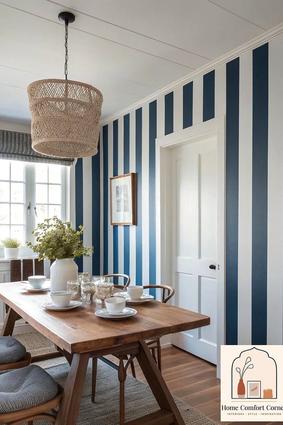 16 Small Dining Room Ideas Concepts That Are Actually Achievable on a Budget 10 Use a Vertical Striped or Paneled Accent Wall