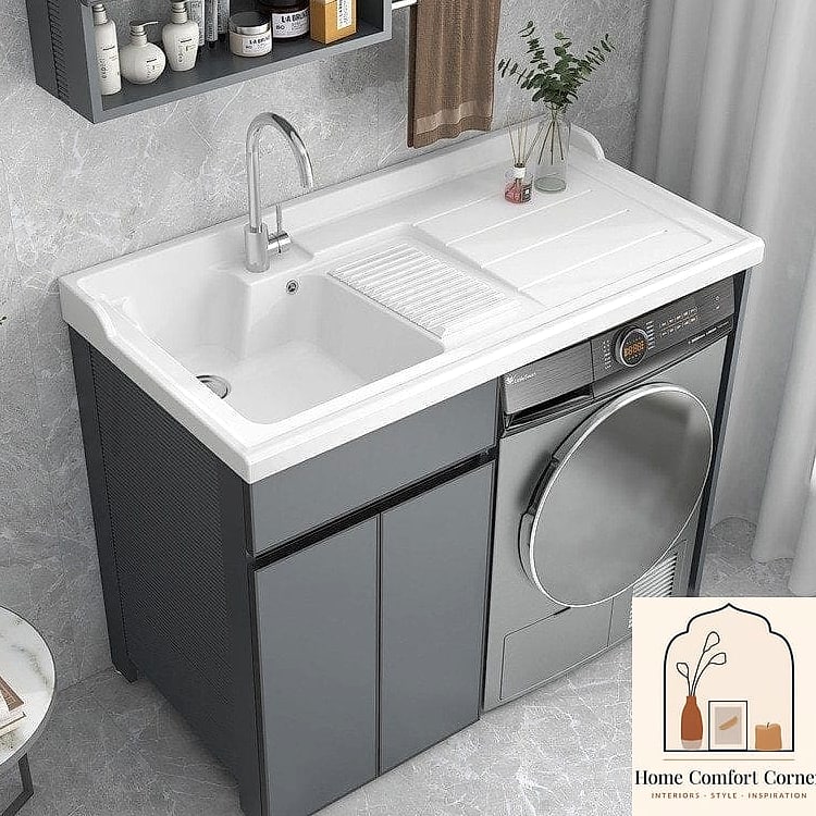 A Utility Sink with a Stylish Faucet