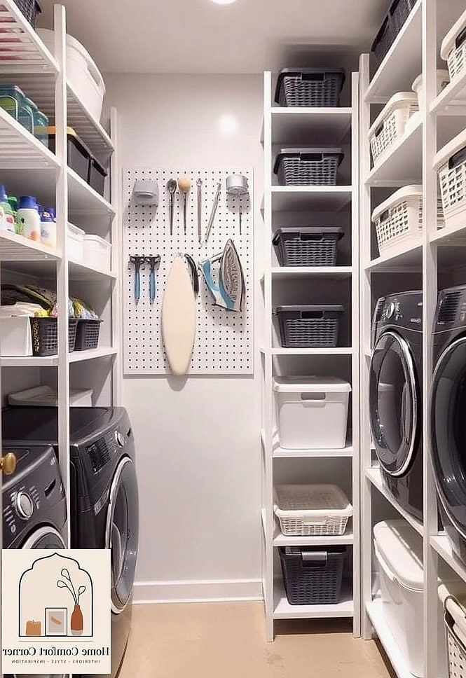 Vertical Storage for Ironing Boards and Drying Racks