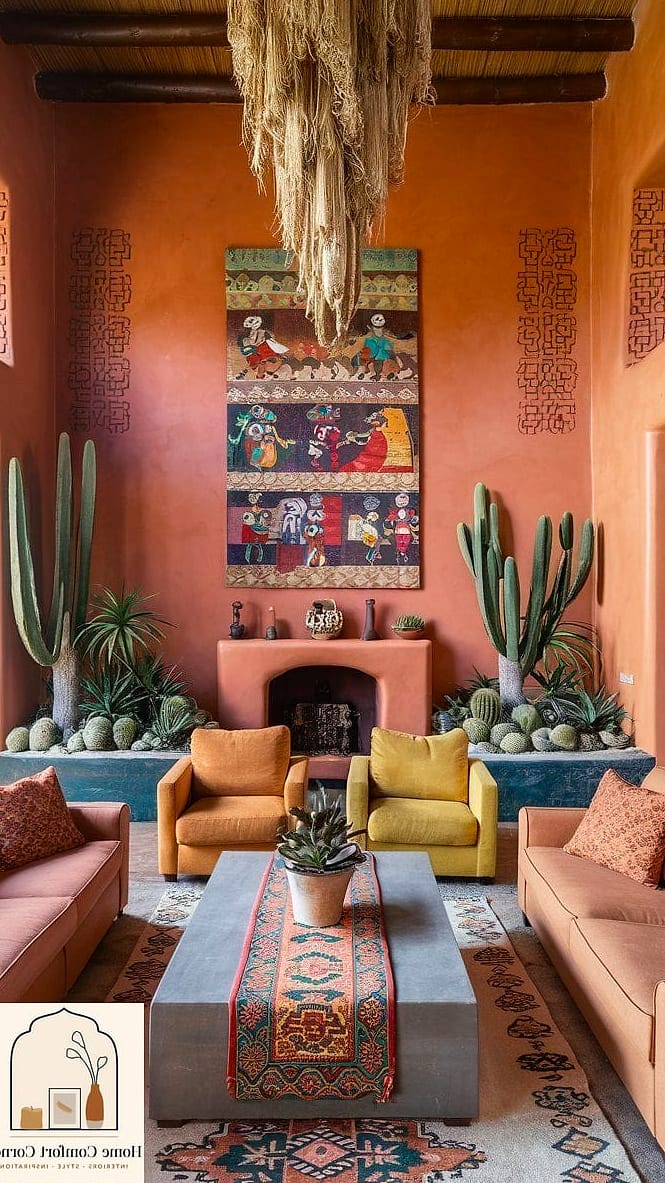 Vibrant Accent Walls in Sunset Tones