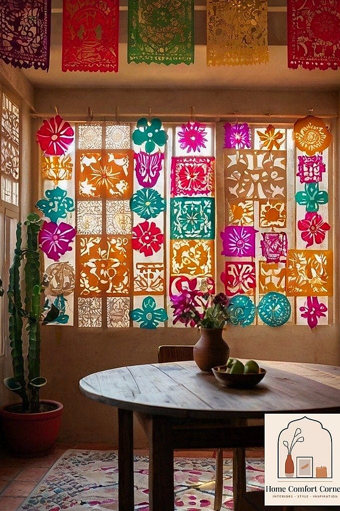 22 Mexican Home Decor Ideas That Are Both Stylish and Practical 6 Vibrant Papel Picado for Wall Decor