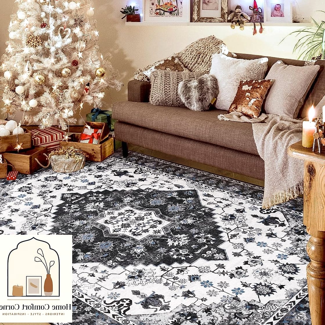 Vintage Rug Layered Over Wall-to-Wall Carpet