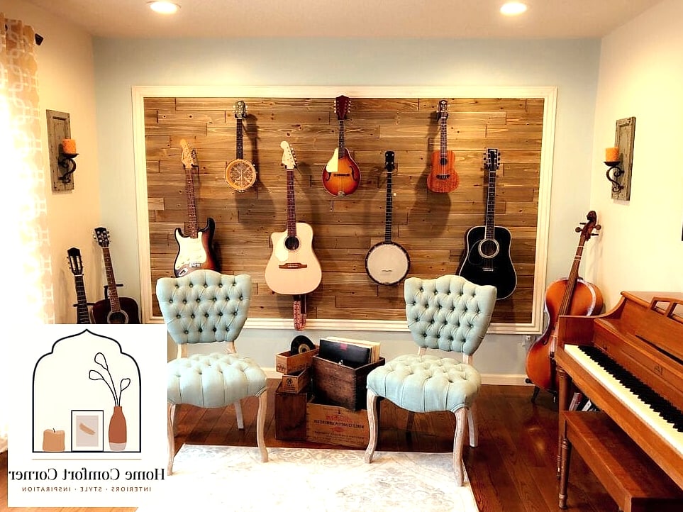 A Vintage Rug Anchoring the Instrument Zone