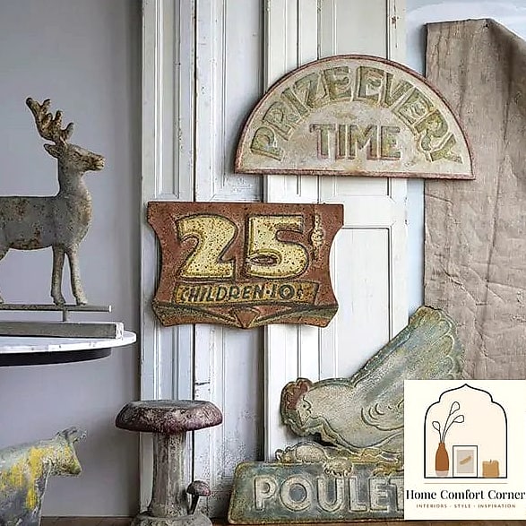 22 Country Farmhouse Decor Ideas to Upgrade Your Home This Weekend 14 Vintage Signs and Wall Art