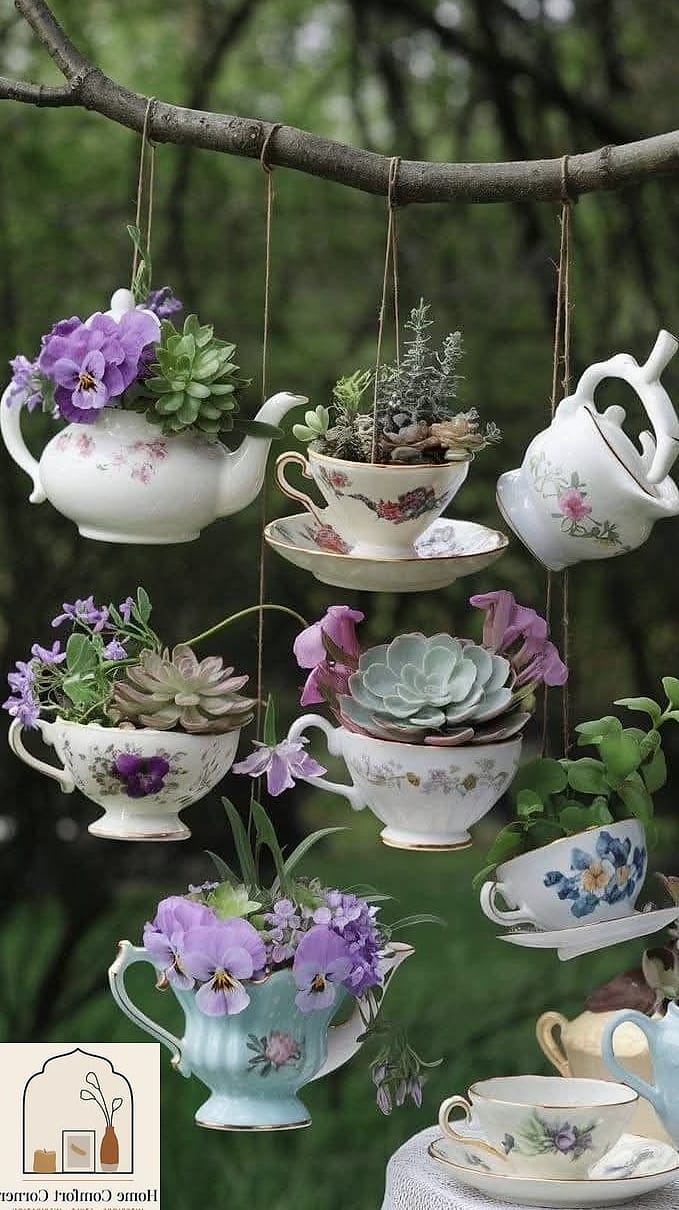 21 Creative Cute Home Decor Ideas You Haven't Seen Before 15 A Vintage Teacup Planter Collection