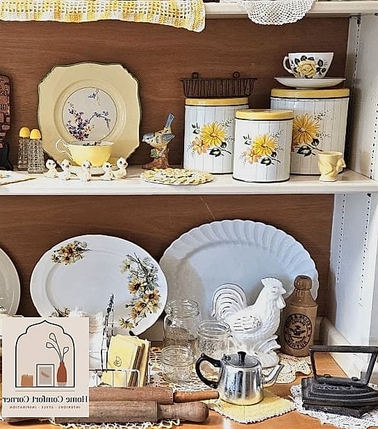 13 Yellow Room Decor Ideas That Are Both Stylish and Practical 7 Vintage Yellow Kitchenware Display