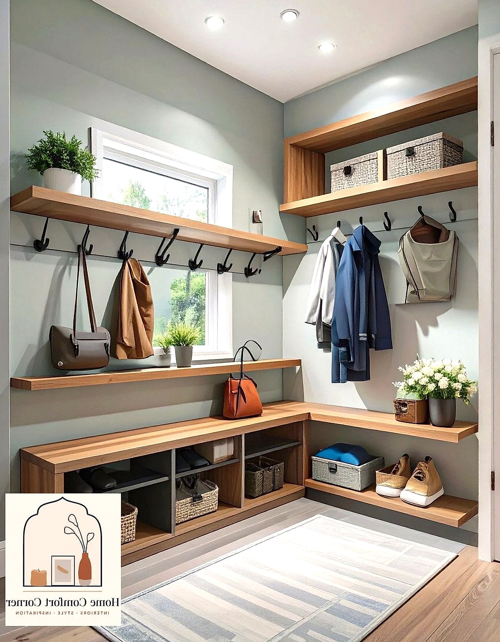 Wall-Mounted Hooks in a Row