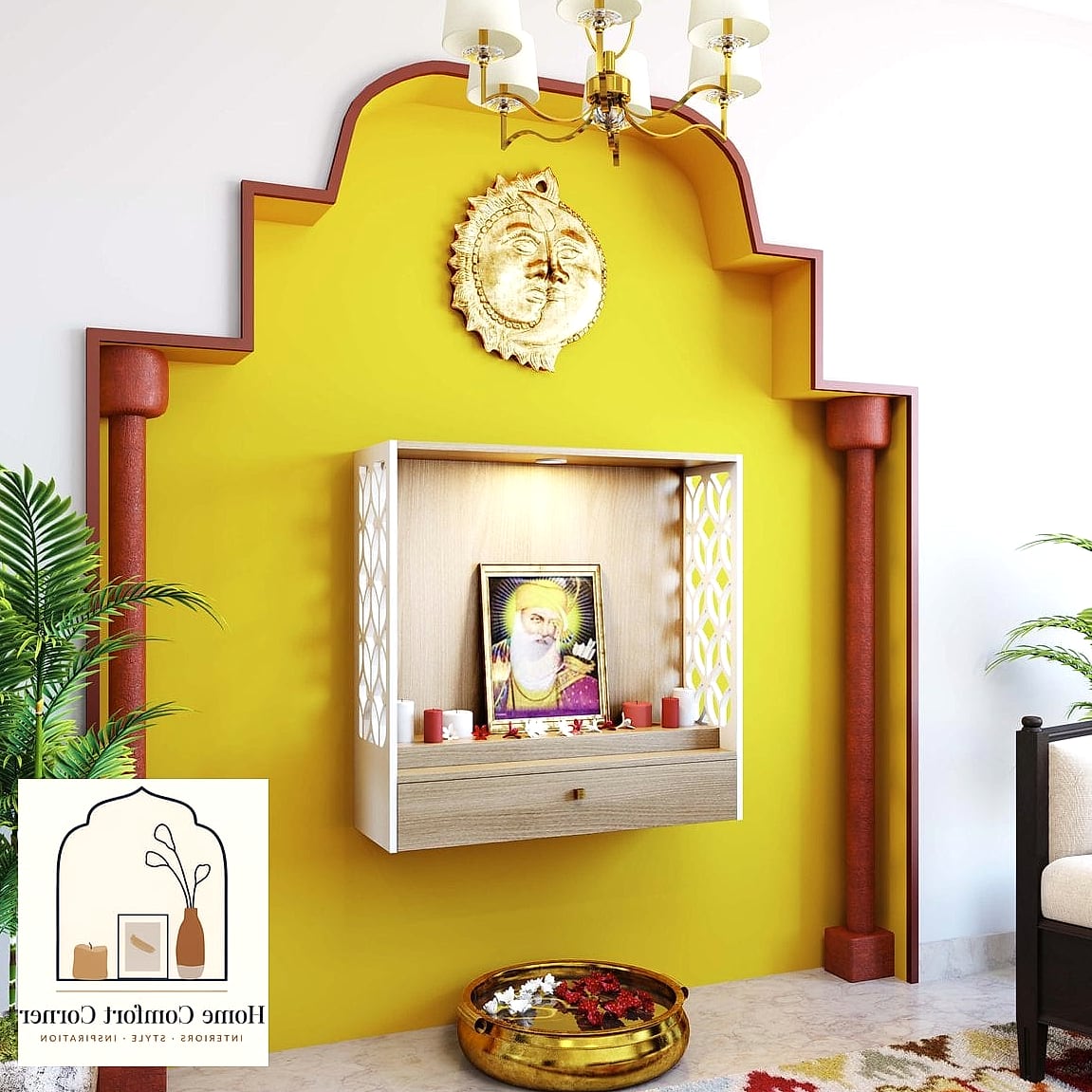 19 Pooja Room Ideas Indian Modern Designs You Need to See Right Now 2 Wall-Mounted Floating Pooja Unit