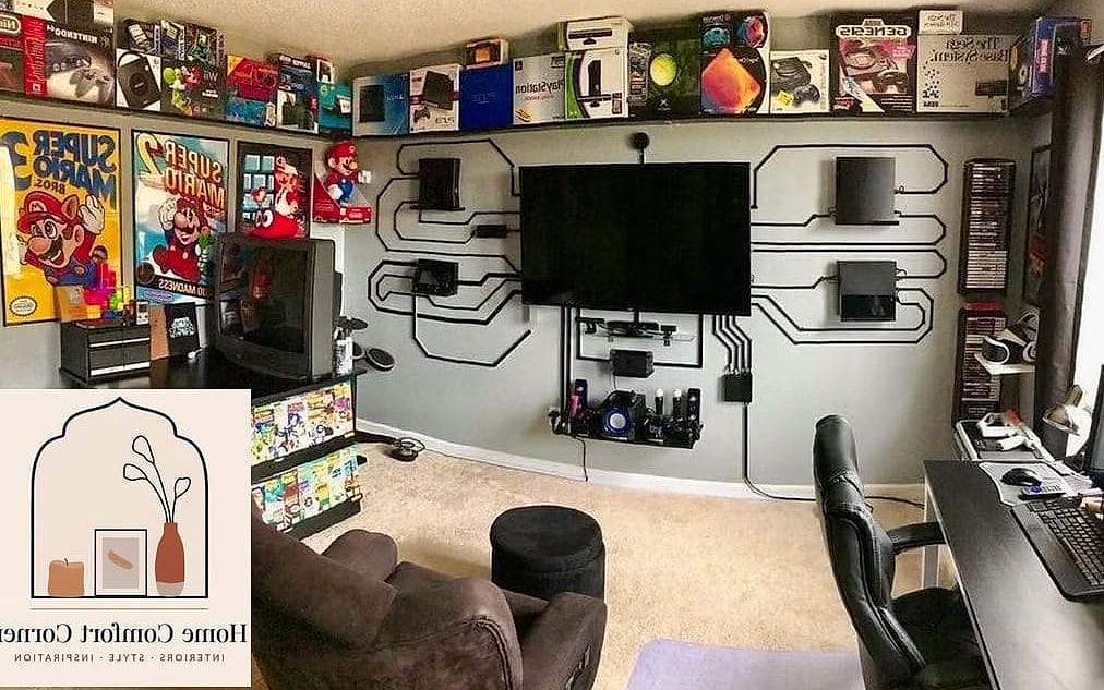 A Wall-Mounted TV with Hidden Cord Management