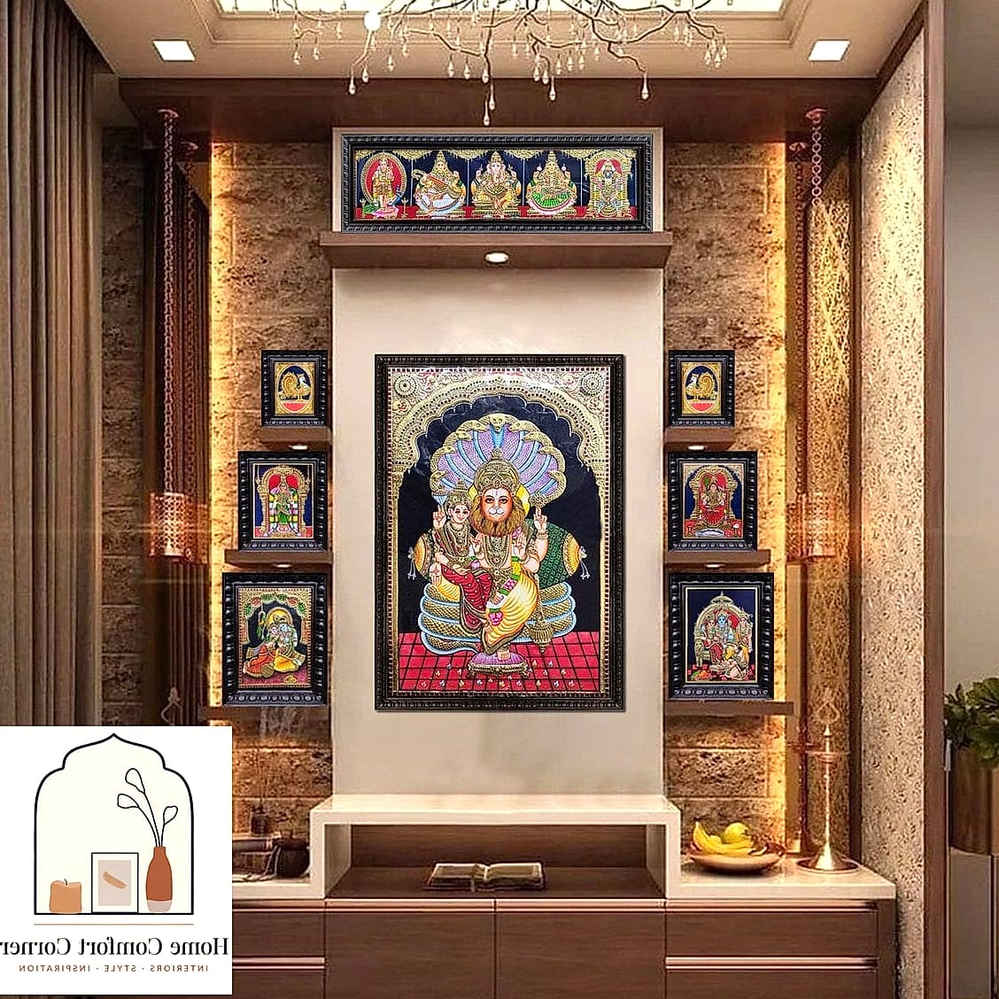 19 Pooja Room Ideas Indian Modern Designs You Need to See Right Now 15 Wall Mural Backdrop Pooja Room