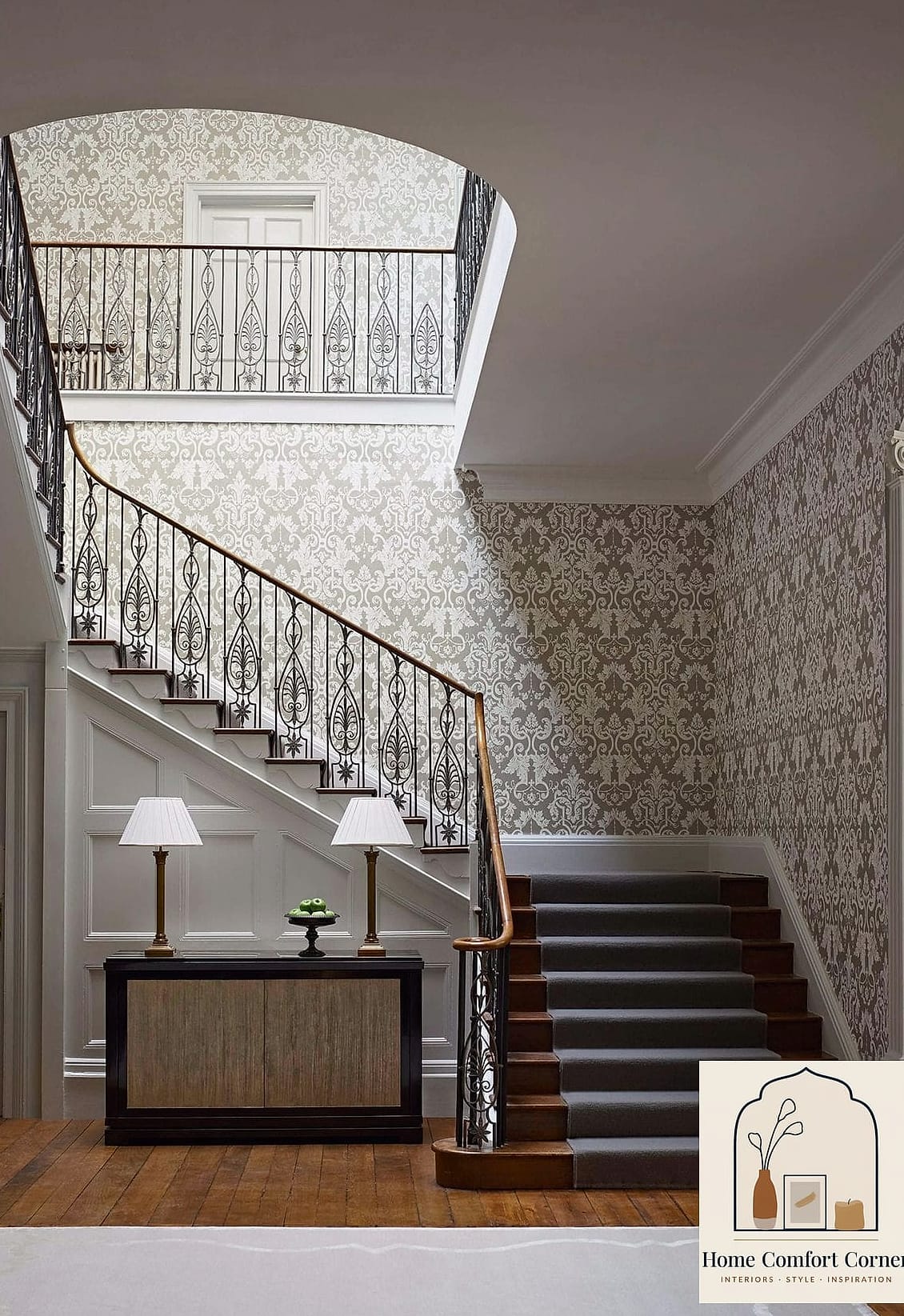 Wallpapered Stair Walls